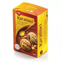 Karamelės skonio grietininiai valgomieji ledai KARALIŠKI su karamelės įdaru ir lazdynų riešutais, 800 ml