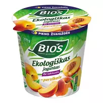Ekologiškas jogurtas be laktozės su persikais BIOS, 3,1% rieb., 370 g
