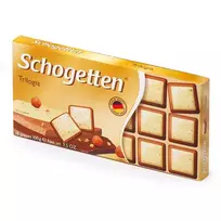 Trisluoksnis šokoladas su lazdynų riešutais SCHOGETTEN TRILOGIA, 100 g