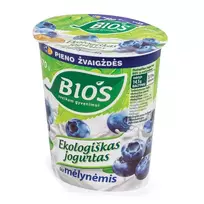 Ekologiškas jogurtas be laktozės su mėlynėmis BIOS, 3,1% rieb., 370 g