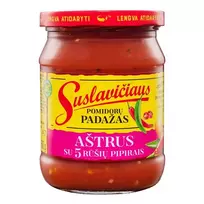 Aštrus pomidorų padažas su 5 rūšių pipirais SUSLAVIČIAUS, 500 g