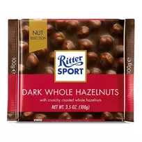 Juodasis šokoladas su neskaldytais riešutais RITTER SPORT, 100 g