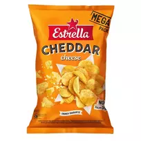 Vingiuoto pjaustymo Čederio sūrio skonio bulvių traškučiai ESTRELLA, 250 g