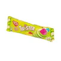 Citrinų, braškių, ananasų skonio vaisiniai valgomieji ledai TWISTER GREEN, 70 ml