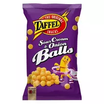 Traškučiai TAFFEL SOURCREAM & ONION BALLS, 165 g