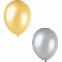 Balionai sidabro/aukso spalvos, 10 vnt.