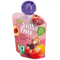 Ekologiška obuolių, persikų ir mangų tyrė BILLA BIO, 90 g