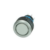 LAS1-AWY-22Z/W/12/P, ON-ON, bistable, 2 takeliai, 5A 250VAC, LED apšvietimas 12V AC/DC baltas, fi22, IP65, skirtas litavimui, Onpow