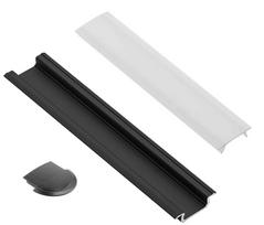 Profilis LED juostoms EUROLIGHT AL-R1-B, aliuminis, įfrezuojamas, juodos sp., anoduotas,1m
