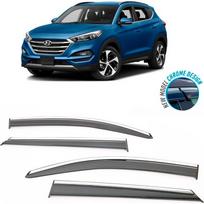 Klijuojami priekinių langų stiklai / deflektoriai 4gb. juodos spalvos su chromu HYUNDAI TUCSON (2015-2018)