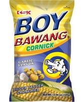 Kepinti kukurūzai BOY BAWANG, česnakų skonio, 100 g