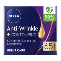 Veido kontūrus atkuriantis naktinis kremas nuo raukšlių 65+ NIVEA ANTI-WRINKLE CONTOURING, 50 ml