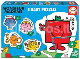 5 dėlionės (puzzle) 3+3+4+4+5 MONSIEUR MADAME 2-4metų
