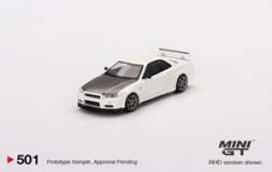 Mini GT Modeliukas Nissan Skyline GT-R R34 V-Spec II N1, white/black