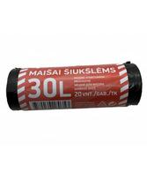 Šiukšlių maišai, 30 litrų, rulone 20 vnt., HDPE, juodos sp.