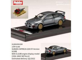 PRE-ORD3R Hobby Japan Modeliukas LHD Subaru Impreza 22B STi Version (GC8) With EJ22 Engine Display Model, cool grey metallic