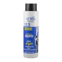 Victoria Beauty 1,2,3! Repair! Šampūnas pažeistiems plaukams su organiniu arganų aliejumi, brazilišku keratinu ir biotinu, 50ml