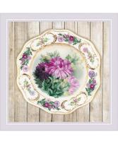 Plate with Chrysanthemums. Satin Stitch 0076 PT