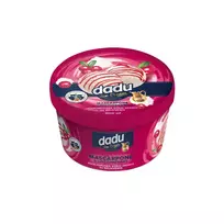 Maskarponės skonio grietininiai valgomieji ledai su bruknių įdaru DADU, 800 ml