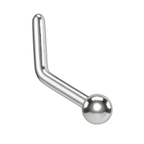 Titaninis L formos nosies auskaras su bumbuliuku 1*6*2mm 0278