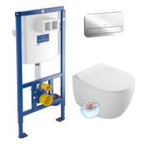 Villeroy & Boch Viconnect WC potinkinis rėmas su chromo spalvos klavišu ir Pakabinamas klozetas ISVEA Sentimenti Rimless 36x51cm, su slim lėtaeigiu dangčiu