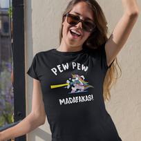 Moteriški marškinėliai "Pew Pew Vienaragis"