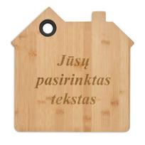 Namelio formos bambukinė pjaustymo lentelė su Jūsų pasirinktu tekstu