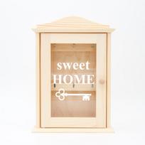 Medinė raktų dėžutė su stiklu "Sweet home"
