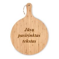 XXL bambukinė apvali pjaustymo lentelė su Jūsų pasirinktu tekstu (31cm)
