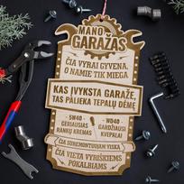 Graviruota medinė lentelė "Mano garažas"