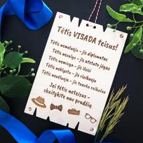 Medinė pakabinama lentelė "Tėtis visada teisus''