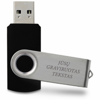 Klasikinis USB raktas (su galimybe išgraviruoti už papildomą kainą) (Juodas, 16GB)