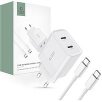 Baltas pakrovėjas-įkroviklis buitinis "Tech-Protect C20W 2-Port Network Charger PD20W + Type-C Cable"