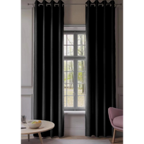 Naktinės užuolaidos su žiedais, juodos 140x250, 2 vnt.
