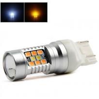 LED W21/5W / T20 / 7443/ 7444 - 6w 28 smd LED keturių kontaktų amerikietiškų automobilių posūkio gabarito/DRL lemputė