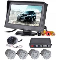 Kameros ir LCD monitoriaus parkavimosi sistema 4-ių pilkų jutiklių "EAGLE", garsinis Bi-Bii signalas