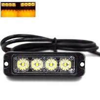 Įspėjamasis SUPER MINI galingas 4 LED 12W švyturėlis - geltonas 12V-24V