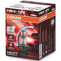 HB4 / 9006 OSRAM NIGHT BREAKER LASER +150% šviesos, +150m švietimo, +20% baltumo halogeninė lemputė