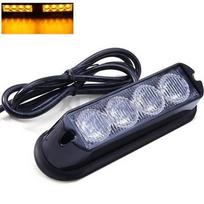 Įspėjamasis galingas 4 LED 12W švyturėlis - geltonas 12V-24V