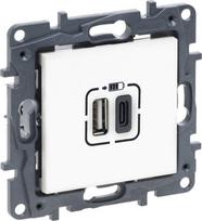 USB dviguba C + A tipo rozetė Niloe Step Legrand 863140 (balta spalva)