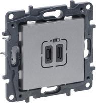 USB dviguba C tipo rozetė Valena Life Legrand 863339 (aluminio spalva)