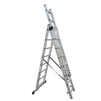 Kopėčios HERVIN EQUIPMENT alium., univers., dvipusės, ištraukiamos, 3x8 pakopų