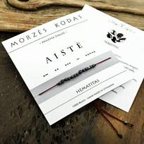 Raudono (juodo) siūlo vardinė apyrankė "Morzės kodas"