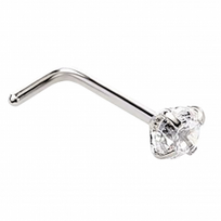 Titaninis L formos nosies auskaras su krištolo akute 0.8*6mm*2mm 0049