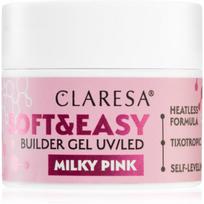 Claresa Soft&Easy Builder Gel gelis, nagų lako pagrindas nagams atspalvis Milky Pink 12 g