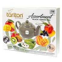 Assortment Tarlton žalioji ir juodoji arbata supakuota į maišelius, 6 rūšys x 10 vnt., 120g