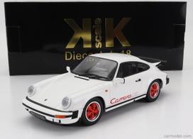 PRE-ORD3R KK Scale Modeliukas 1/18 1989 Porsche 911 Carrera 3.2 Clubsport, white/red