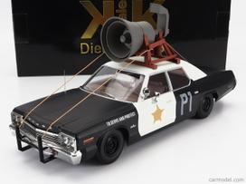 PRE-ORD3R KK Scale Modeliukas 1/18 1974 Dodge Monaco with Speaker on the Roof, black/white