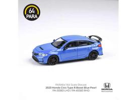 PRE-ORD3R Para64 Modeliukas 1/64 2023 Honda Civic Type R, boost blue pearl left hand drive (cars in a deluxe Acrylic window box)
