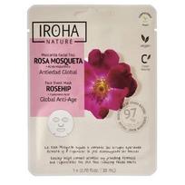 Stangrinamoji veido kaukė Iroha Anti-Age Face Sheet Mask With Rosehip & Hyaluronic Acid MTIN33